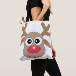 Joli Noël Cartoon Reindeer Sac fourre-tout blanc