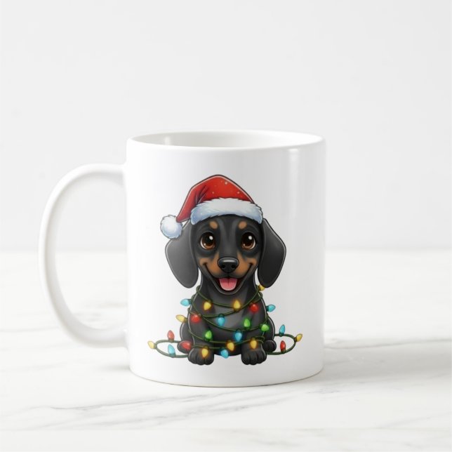 Joli Noël noir Dachshund Mug (Gauche)