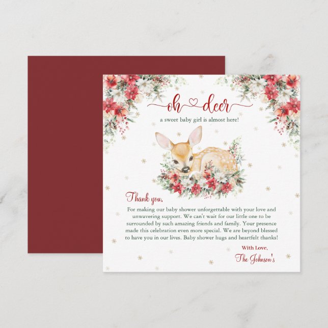 Joli Noël Oh Cerf Fête Prénatale Merci (Devant / Derrière)