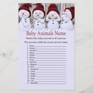 Joli Noël Snowman Bébé Animaux Nom Jeu
