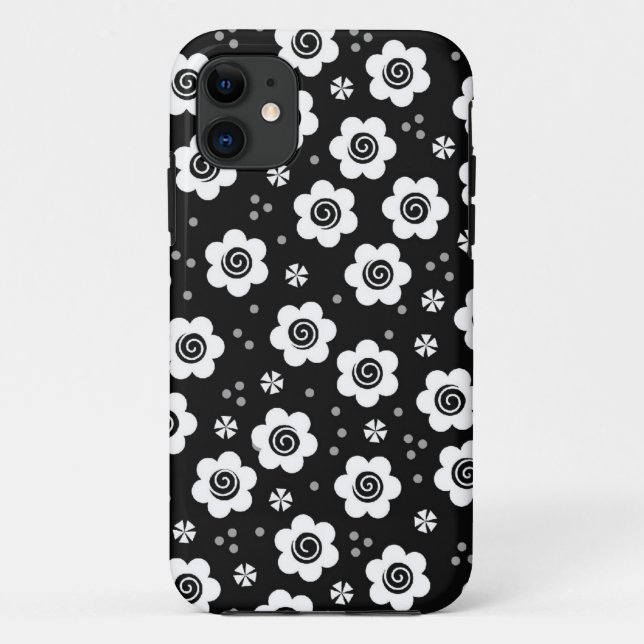 Joli noir fleurs blanches iPhone 5 Coque (Dos)