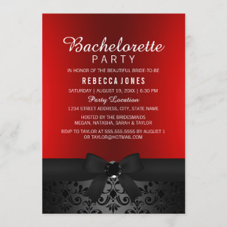 Joli Noir & Rouge Bow Bachelorette Invitation