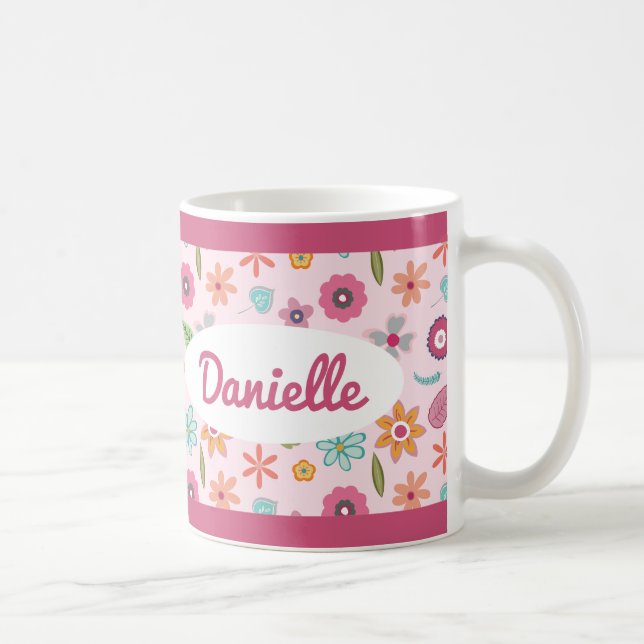 Joli nom de Motif de fleurs Mug (Droite)