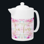 Joli nom personnalisé Floral rose et or<br><div class="desc">Superbe design floral rose et blanc avec garniture or. Ce design féminin adorable est élégant, féminin et totalement luxueux. Inclut l'option de changer TEA TIME en n'importe quel texte que vous souhaitez pour une touche vraiment personnalisée. Les jolies fleurs aux couleurs pastel douces égayent votre journée. Un design élégant et...</div>