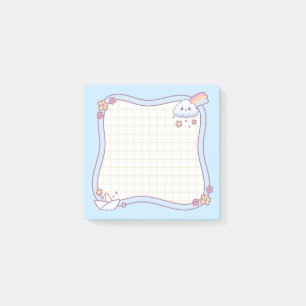 Joli nuage Kawaii arc-en-ciel pastel bleu Post-it