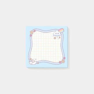 Joli nuage Kawaii arc-en-ciel pastel bleu Post-it