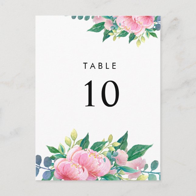 JOLI NUMÉRO DE TABLE DÉCOUPAGE FLORAL AQUARELLE (Devant)
