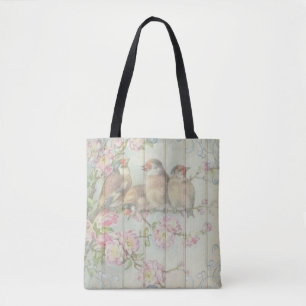 Joli oiseau de sac fourre-tout turquoise blanc