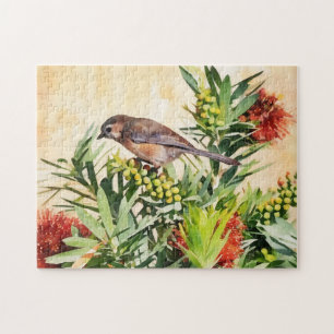Joli oiseau sur Flower Bush Nature Art Puzzle