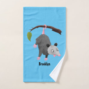 Joli opossum accroché à la branche dessin animé