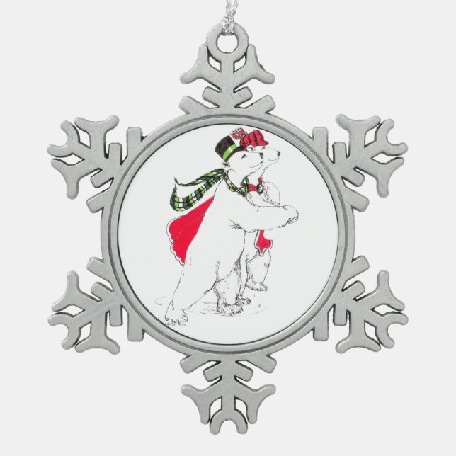 Joli ornement de flocon de neige de Noël de la fau (Devant)