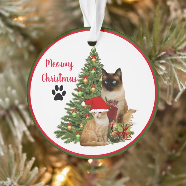 Joli Ornement de Noël Chat Amis Félin (Arbre)