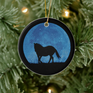 Joli ornement de Noël de Cheval et de Lune