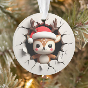 Joli ornement de Noël double face de renne