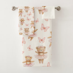 Joli ours ballerine rose et papillons