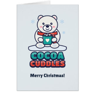 Joli ours polaire avec un chocolat chaud de Noël