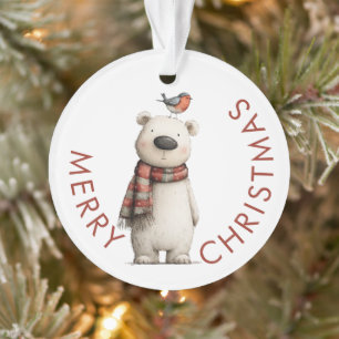 Joli ours polaire et joyeux Noël Robin