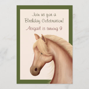 Joli Palomino Horse Invitation Anniversaire ~ Girl