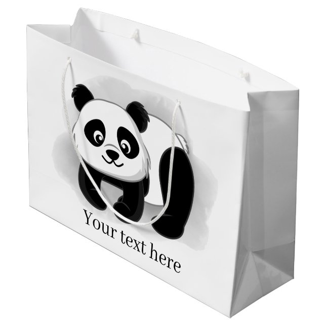 joli panda ours ajouter texte Grand sac cadeau (Dos Angle)