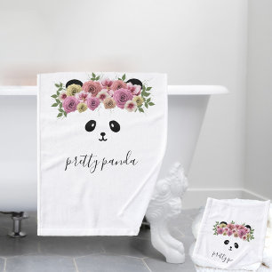 Joli Panda Ours Animal personnalisé Serviette de b