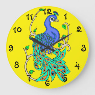 Joli Paon Grande Horloge Ronde