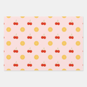 Joli papier cadeau à motif de cerise et de citron