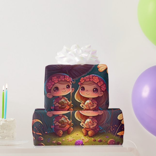 joli papier cadeau à motif de champignons mignons  (Cadeaux de fête)