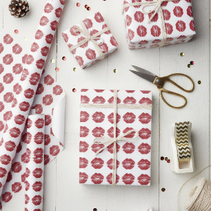 Joli Papier Cadeau à Motif Lèvres Rouges pour Noël