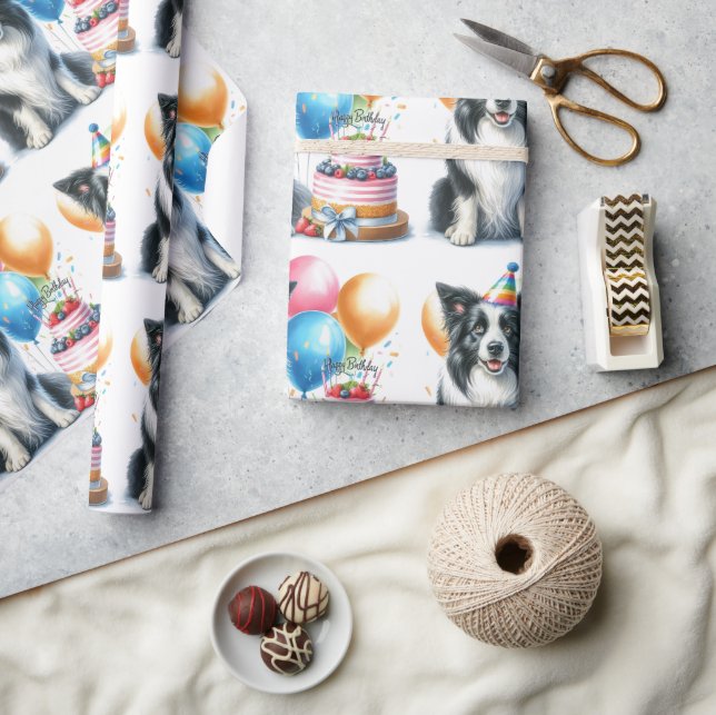 Joli papier cadeau d'anniversaire Border Collie (Artisanat)
