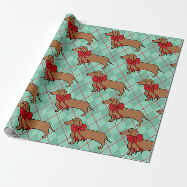 Joli papier cadeau de Noël à motif argyle pour chi (Déroulé)