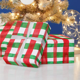 Joli papier cadeau de Noël à motif carreaux rouge