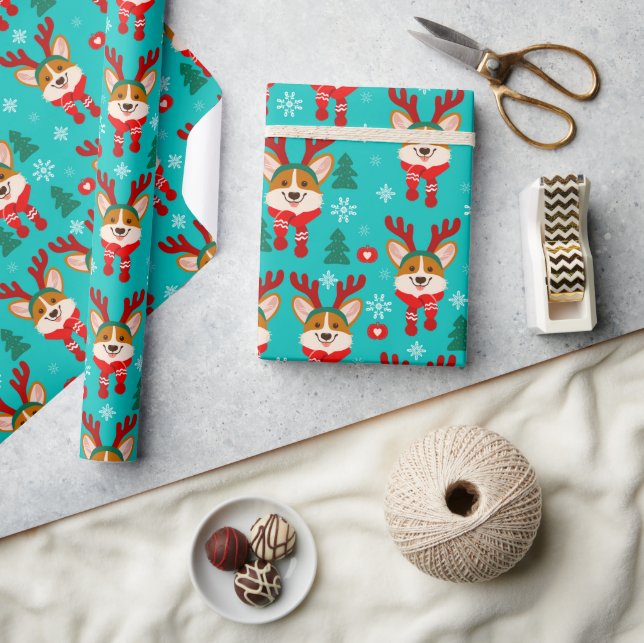 Joli papier cadeau de Noël Cerf corgi (Artisanat)