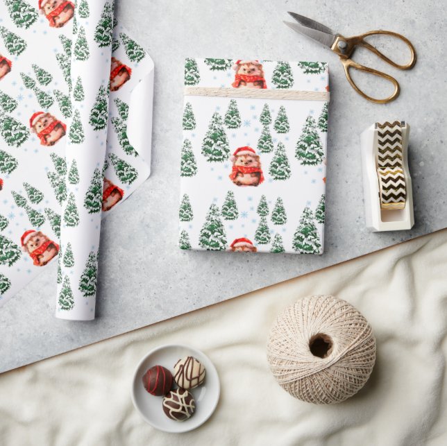 Joli papier cadeau de Noël Hérisson - Fête W (Artisanat)
