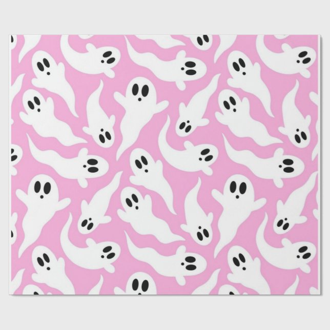 Joli papier cadeau fantôme rose épouvantable (Plat)