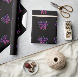 Joli papier cadeau Halloween Chauve-souris Néon Ka