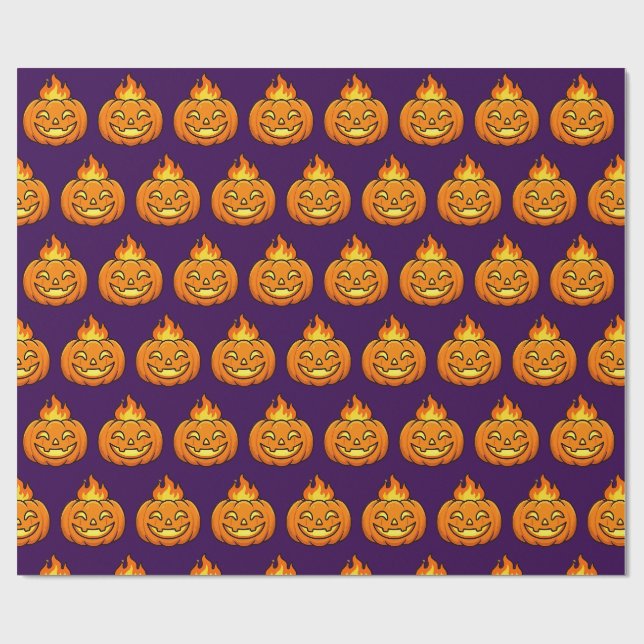 Joli papier cadeau Halloween Citrouille Flamboyant (Plat)