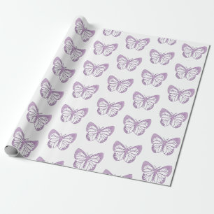 Joli papier cadeau Papillon violet et blanc