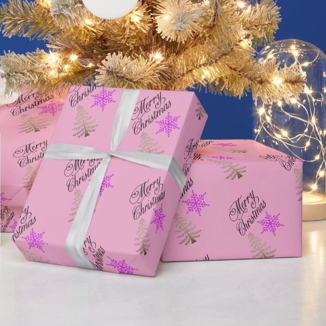 Joli papier cadeau rose de Noël (Vacances)