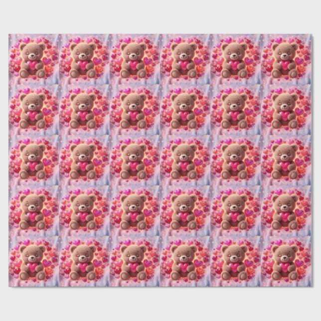 Joli Papier Cadeau Teddy Amour Brillante🧸💖  (Plat)
