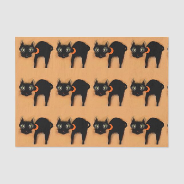 Joli papier de soie chats noirs Halloween (Recto)