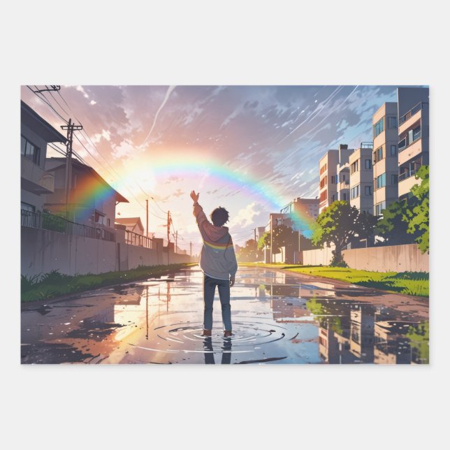 Joli papier d'emballage Anime - Pack de 3 pages (Devant)