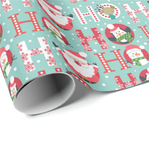 Joli papier d'emballage cadeau de Noël au pingouin