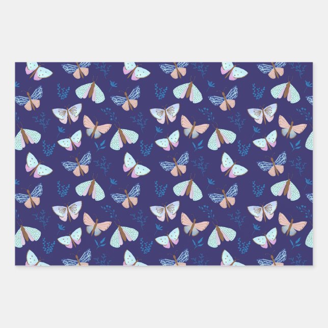 Joli papier d'emballage Papillon bleu (Devant)