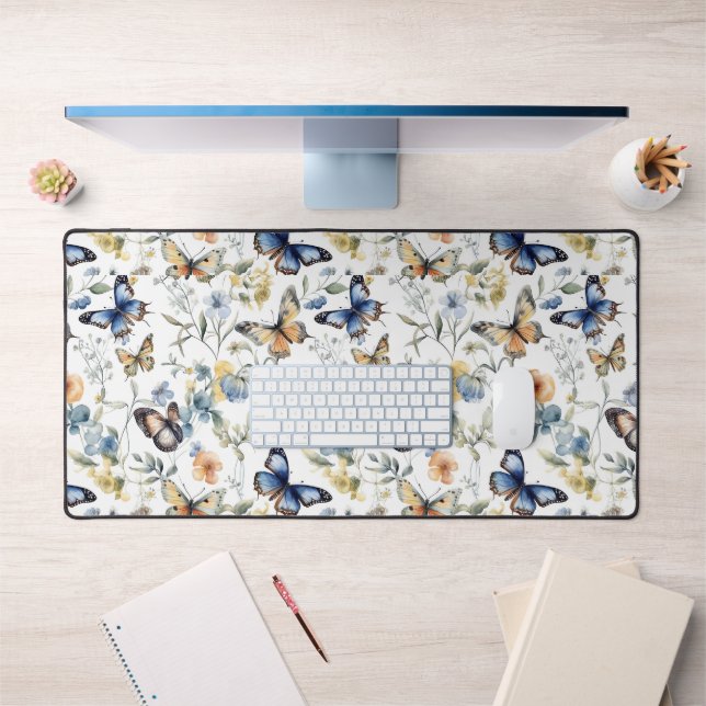 Joli papillon aquarelle motif floral (Bureau 1)