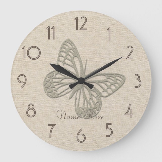 Joli Papillon Argent Lin Ajouter le nom Horloge mu (Recto)