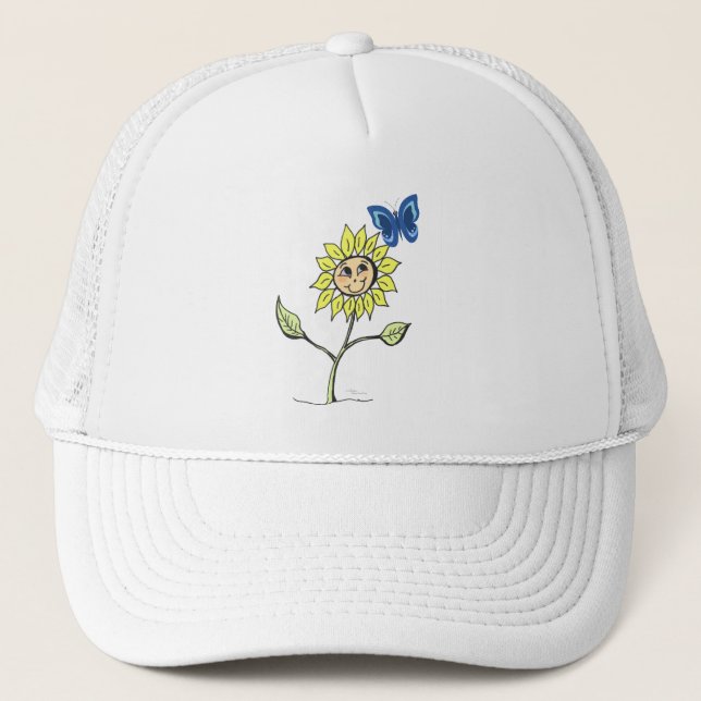 Joli papillon de tournesol souriant Casquette (Devant)