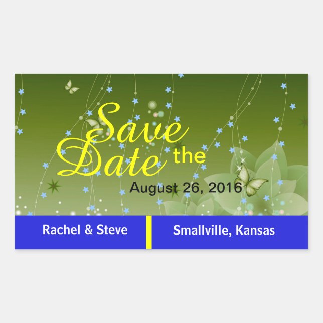 Joli papillon Enregistrer la date Stickers vert (Devant)