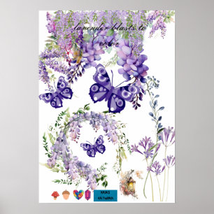 joli papillon et affiche murale de chambre lavande