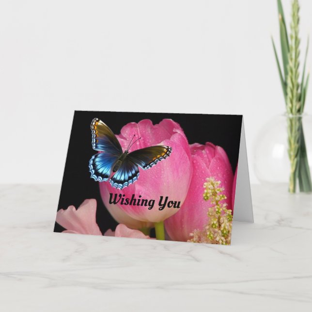 Joli Papillon Et Fleurs Carte Anniversaire (Devant)