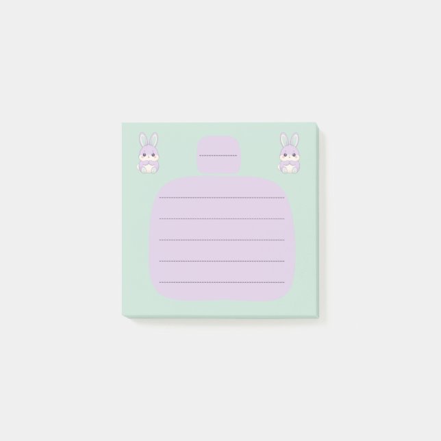 Joli Papillon Lavande Lapin Doublure Post-it Notes (Devant)